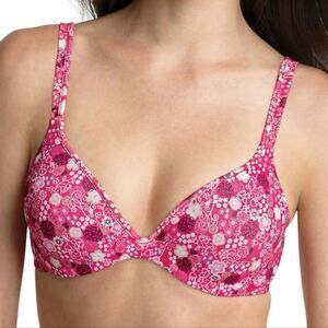 Barely There Invisible Look Lift Pink Floral Lined Underwire Bra, Sz 34C